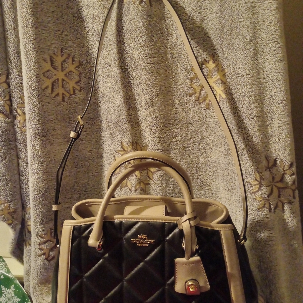 Coach Margot Black and Tan Leather Satchel EUC - Picture 8 of 13